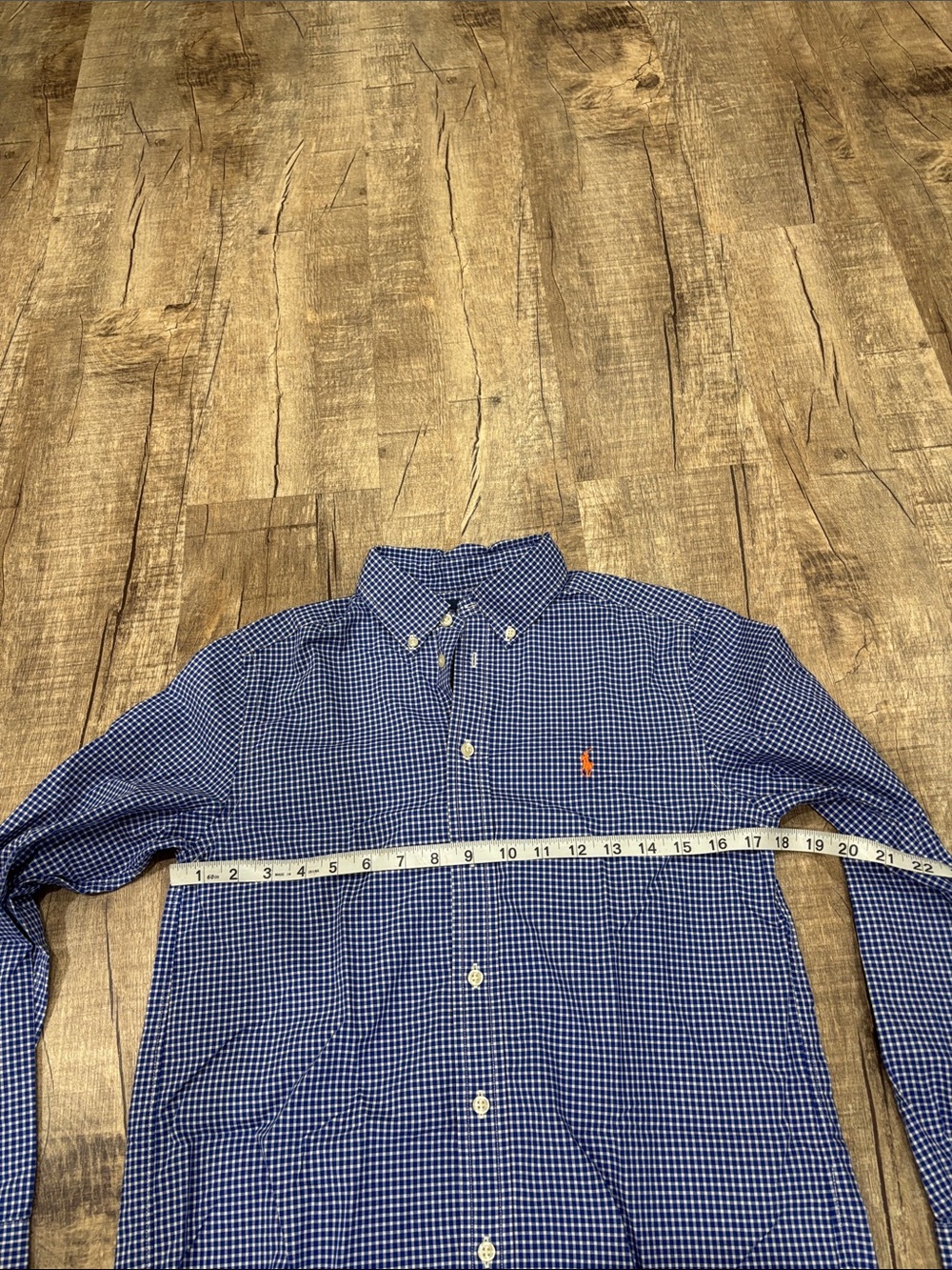 Polo by Ralph Lauren Blue Gingham Button-Down Shirt with Orange Pony - Picture 6 of 9